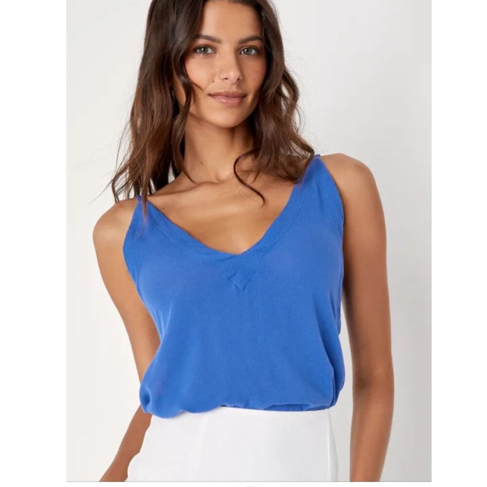 Lulus Periwinkle Ocean Blue Sleeveless Double Spaghetti Strap Bando Tie Top